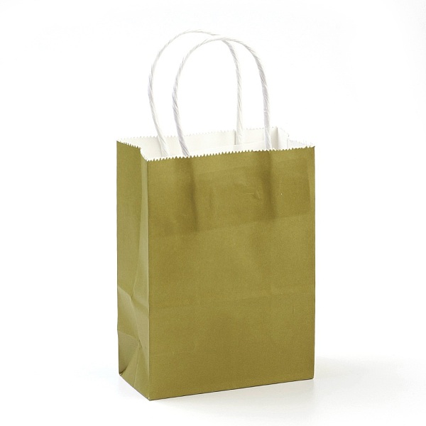 

PandaHall Pure Color Kraft Paper Bags, Gift Bags, Shopping Bags, with Paper Twine Handles, Rectangle, Olive, 21x15x8cm Paper None Green