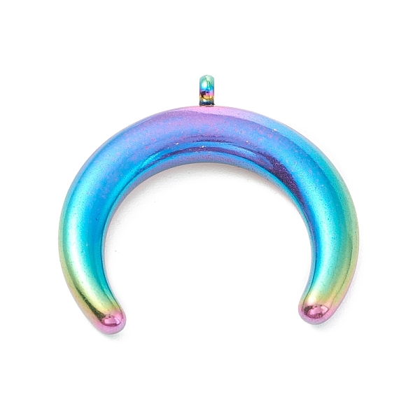 

PandaHall Ion Plating(IP) 304 Stainless Steel Pendants, Double Horn/Crescent Moon, Rainbow Color, 22.5x23x4mm, Hole: 1.8mm 304 Stainless...