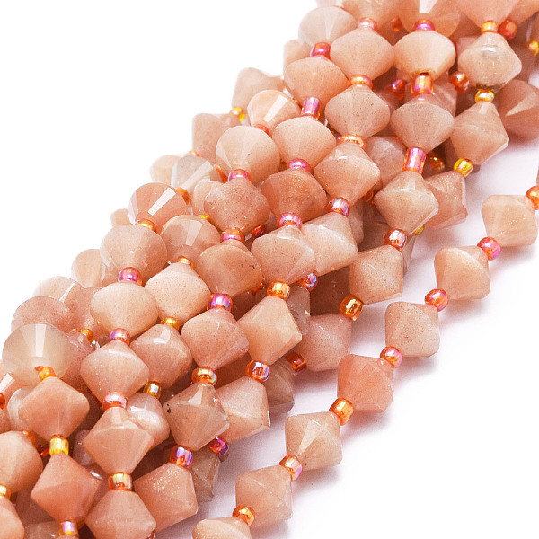 

PandaHall Natural Peach Moonstone Beads Strands, Faceted, Bicone, 8x8mm, Hole: 1mm, about 40pcs/strand, 15.24''(38.7cm) Peach Moonstone...