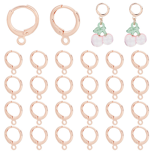 

PandaHall 50Pcs Brass Huggie Hoop Earring Findings, with Horizontal Loops, Long-Lasting Plated, Nickel Free, Rose Gold, 14.5x11.5x2mm...