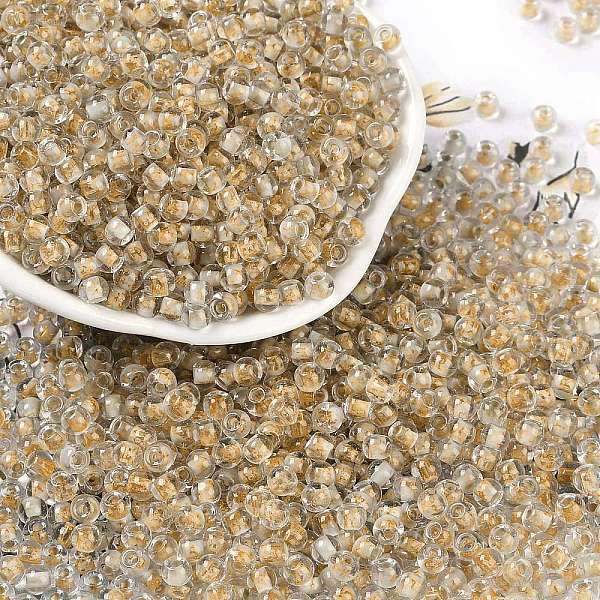

PandaHall Transparent Inside Colours Glass Seed Beads, Round Hole, Round, Navajo White, 4x3mm, Hole: 1.4mm, about 6428pcs/pound Glass