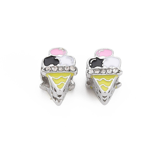 

PandaHall Rack Plating Alloy Enamel European Beads, with Crystal Rhinestone, Large Hole Beads, Cadmium Free & Nickel Free & Lead Free, Ice..., Clear