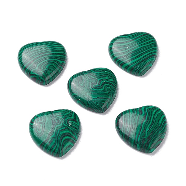 

PandaHall Synthetic Malachite Cabochons, Heart, 29~30x29~30x6~8mm Malachite Heart Green