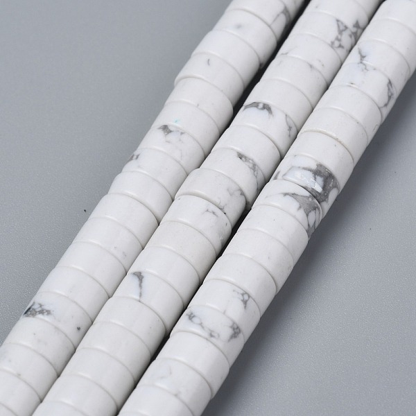 

PandaHall Synthetic Howlite Beads Strands, Heishi Beads, Flat Round/Disc, 6x3mm, Hole: 1mm, about 119~131pcs/strand, 14.76~15.74 inch...