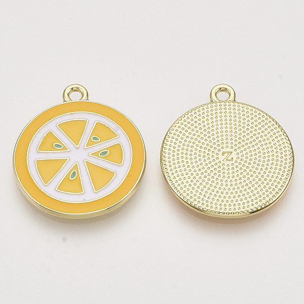 

PandaHall Alloy Enamel Pendants, Light Gold, Lemon Slice, Gold, 25x22x2mm, Hole: 1.8mm Alloy+Enamel Fruit Gold