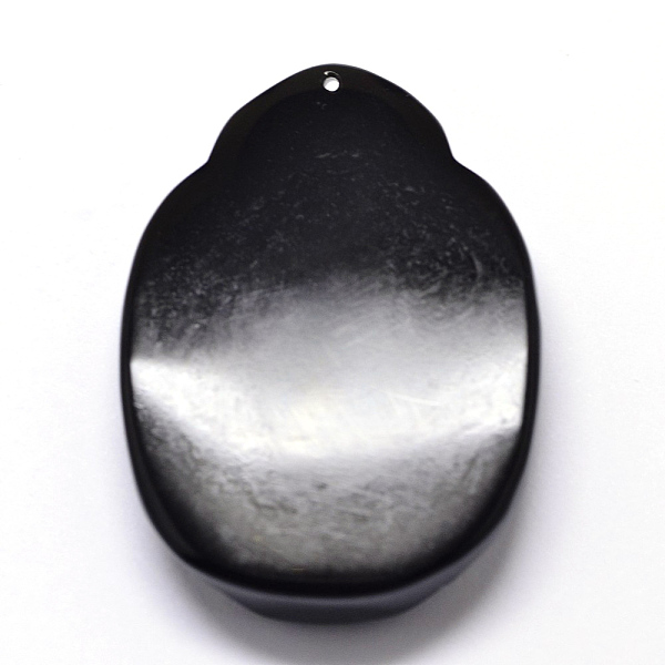 

PandaHall Natural Obsidian Carven Pendants, Guardian, Black, 52x38x13mm, Hole: 1mm Obsidian Human Black