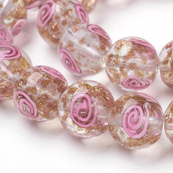 

PandaHall Handmade Gold Sand Lampwork Beads Strands, Round, Vortex Pattern, Clear, 12mm, Hole: 2mm, 30pcs/strand, 13.18 inch Lampwork Round...
