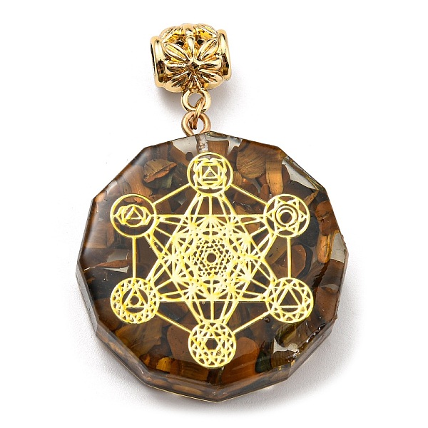 

PandaHall Natural Tiger Eye European Dangle Polygon Charms, Large Hole Pendant with Golden Plated Alloy Hexagon Slice, 53mm, Hole: 5mm...
