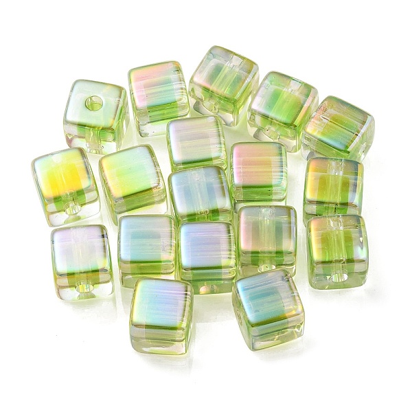 

PandaHall UV Plating Transparent Acrylic European Beads, Large Hole Beads, Cube, Lawn Green, 13.5x13.5x13.5mm, Hole: 4mm Acrylic Cube