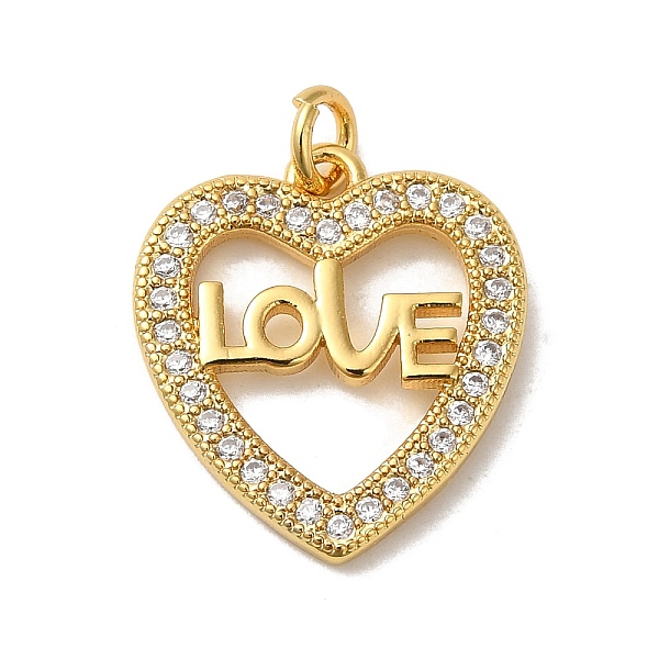 

PandaHall Heart with Word Love Rack Plating Brass Micro Pave Clear Cubic Zirconia Pendants, Long-Lasting Plated, Lead Free & Cadmium Free...