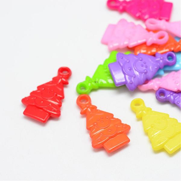 

PandaHall Opaque Acrylic Pendants, Christmas Tree, Mixed Color, 32x19x5mm, Hole: 3mm, about 416pcs/500g Acrylic Tree Multicolor