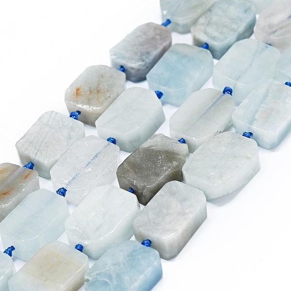 

PandaHall Natural Aquamarine Beads Strands, Rectangle, 14~17x11~13x5~6mm, Hole: 1mm, about 21~23pcs/strand, 15.75~16.14 inch(40~41cm)...