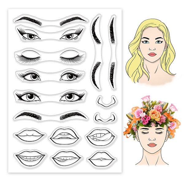 

PandaHall GLOBLELAND Five Senses Clear Stamps Eye Eyebrow Lips Nose Teeth Silicone Clear Stamp Seals for Cards Making DIY Scrapbooking Photo...
