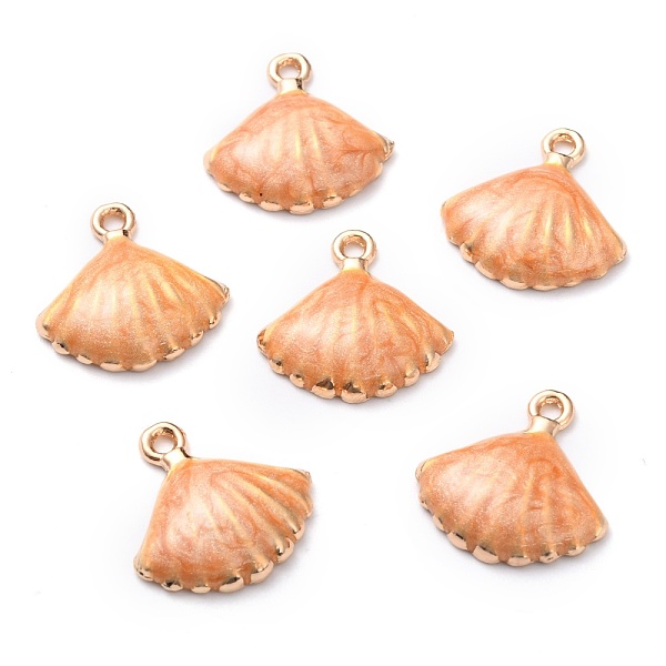 

PandaHall Alloy Enamel Pendants, Shell Shape, Light Gold, PeachPuff, 19.5x19x3mm, Hole: 1.8mm Alloy+Enamel Shell Shape Brown