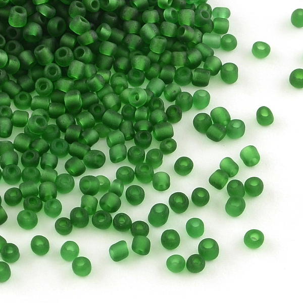 

PandaHall 12/0 Glass Seed Beads, Frosted Colours, Green, 2mm, about 30000pcs/pound Glass Green