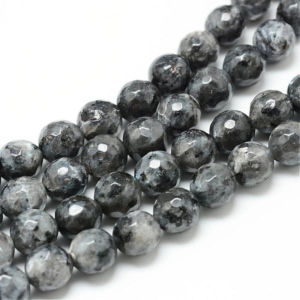 

PandaHall Natural Larvikite Bead Strands, Faceted Round, 8mm, Hole: 1mm, about 45pcs/strand, 14.6 inch Larvikite Round Black