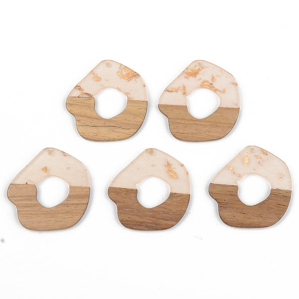 

PandaHall Transparent Resin & Walnut Wood Pendants, with Gold Foil, Clear, 38x38x3mm, Hole: 2mm Resin+Wood Others Clear