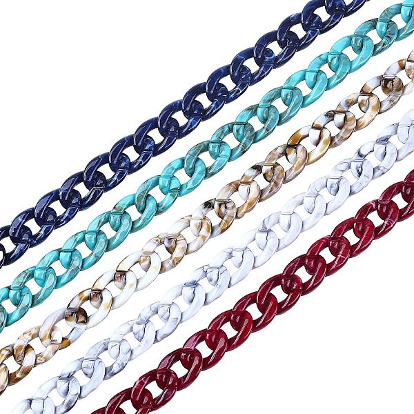 5 Strands 5 Colrs Acrylic Curb Chains