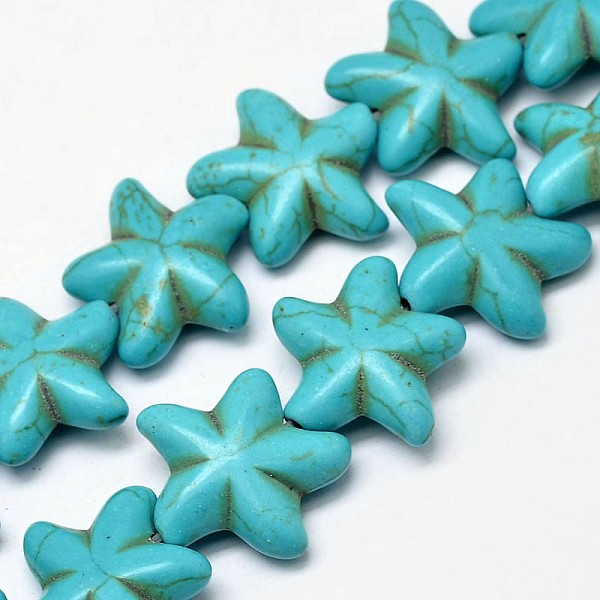 

PandaHall Synthetic Turquoise Bead Strands, Flower, Dyed, Turquoise, 21x23x8mm, Hole: 2mm, about 328pcs/1000g Synthetic Turquoise Flower..., Green