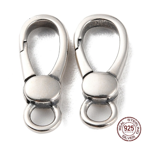 

PandaHall 925 Thailand Sterling Silver Lobster Claw Clasps, Oval, Antique Silver, 21x8.5~9.5x4mm, Hole: 3.5x3mm Sterling Silver Oval