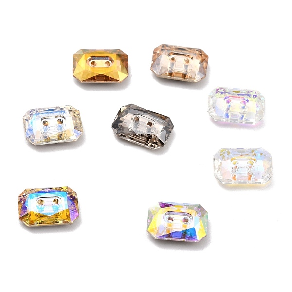 Boutons Strass Verre Rectangle 2 Trou