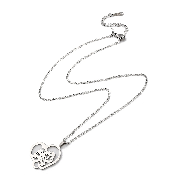 

PandaHall 304 Stainless Steel Pendant Necklaces, Heart with Farsi Word, Stainless Steel Color, 17.72 inch(45cm) 304 Stainless Steel Heart