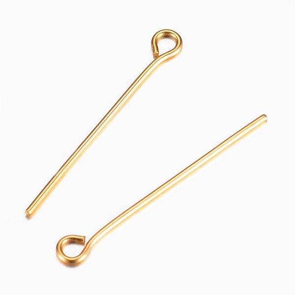 

PandaHall Ion Plating(IP) 304 Stainless Steel Eye Pin, Golden, 25x0.7mm, Hole: 1.9x2mm 304 Stainless Steel