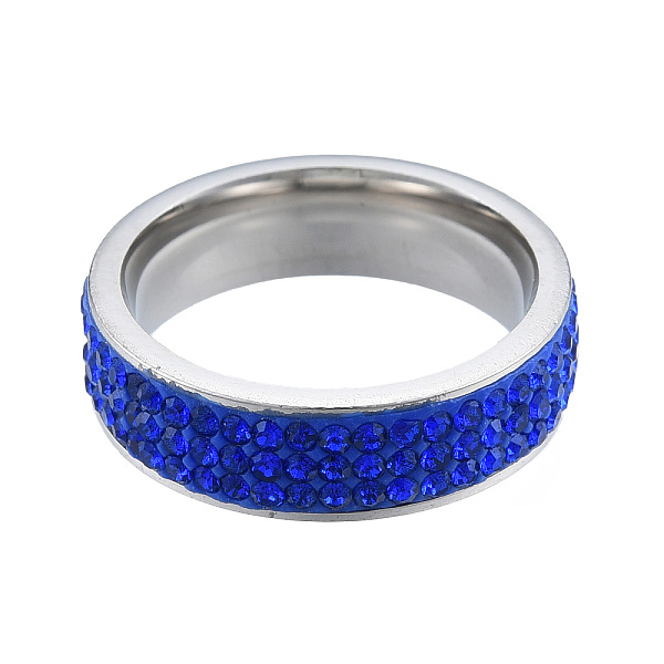 

PandaHall Full Rhinestone Finger Ring, Stainless Steel Color Tone 201 Stainless Steel Jewelry for Women, Sapphire, Inner Diameter: 17mm..., Blue