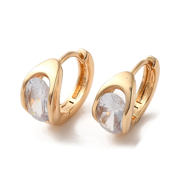 

PandaHall Light Gold Brass Micro Pave Cubic Zirconia Hoop Earrings, Oval, 12.5x7mm Cubic Zirconia Oval