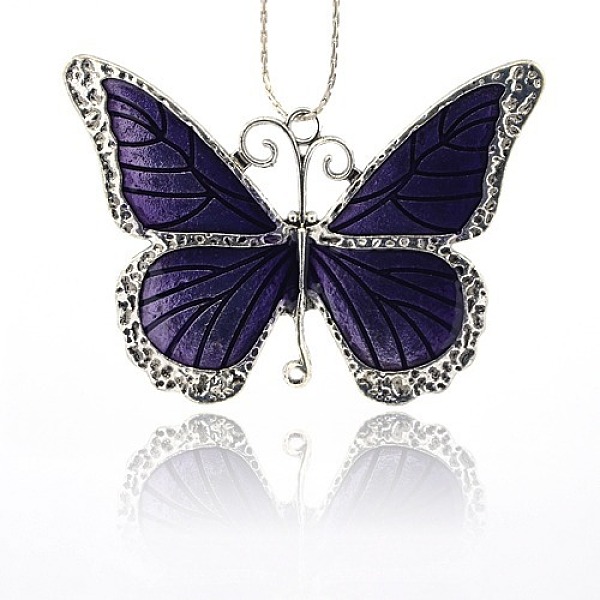 

PandaHall Alloy Enamel Big Pendants, Butterfly, Antique Silver, Dark Slate Blue, 64x86x3mm, Hole: 3.5mm and 2.5mm Alloy+Enamel Butterfly