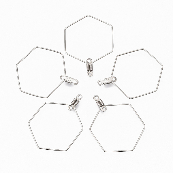 

PandaHall 304 Stainless Steel Wire Pendants, Hoop Earring Findings, Hexagon, Stainless Steel Color, 18 Gauge, 34.5x25x1mm, Hole: 1.2mm 304...
