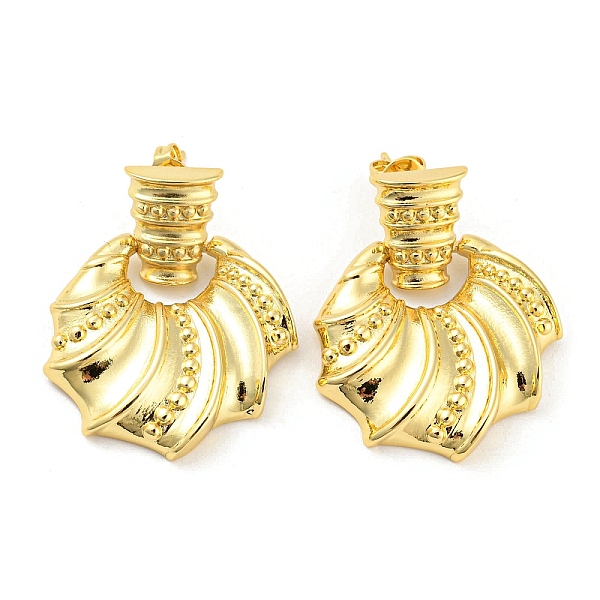

PandaHall Brass Dangle Stud Earrings, Shell Shape, Real 16K Gold Plated, 31.5x25.5mm Brass Shell Shape
