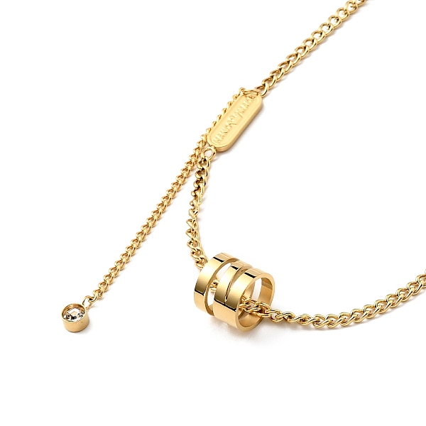 

PandaHall Crystal Rhinestone Tassel with Hollow Out Column Pendant Necklace, Ion Plating(IP) 304 Stainless Steel Jewelry for Women, Golden..., Clear