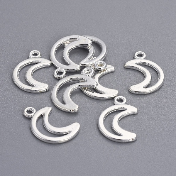 

PandaHall Tibetan Style Alloy Pendants, Moon, Silver Color Plated, Lead Free & Cadmium Free, 17x11x1mm, Hole: 1.5mm Alloy Moon