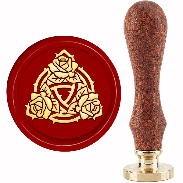 

PandaHall Brass Wax Seal Stamp with Handle, for DIY Scrapbooking, Rose Pattern, 3.5x1.18 inch(8.9x3cm) Brass Flower