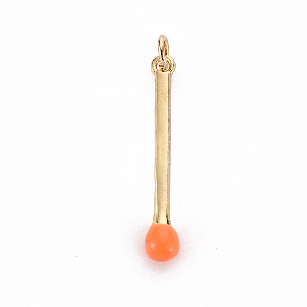 

PandaHall Brass Enamel Pendants, with Jump Ring, Cadmium Free & Nickel Free & Lead Free, Match, Real 16K Gold Plated, Coral, 30x4.5mm, Jump..., Red