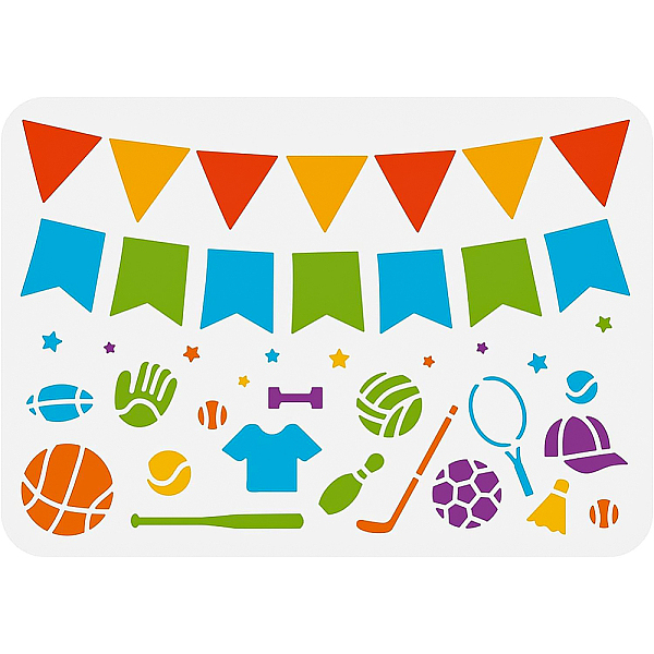 

PandaHall BENECREAT Flag Pattern Stencil, 8.3x11.7inch Reusable Flags Sports Balls Jerseys PET Drawing Painting Stencils Template for...