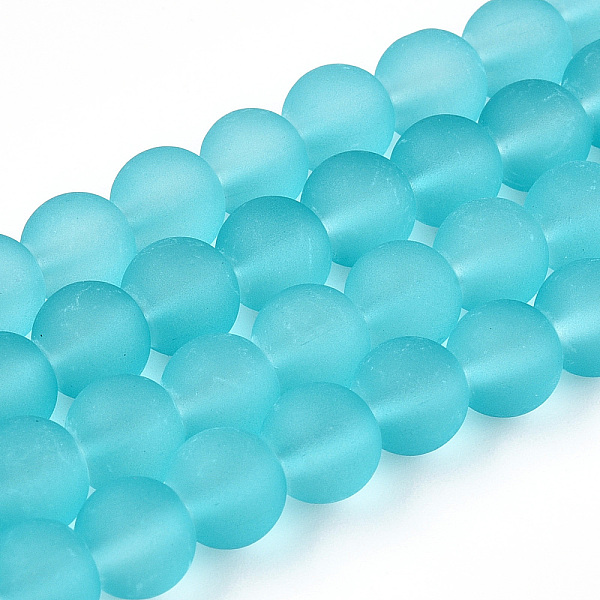 

PandaHall Transparent Glass Bead Strands, Frosted, Round, Dark Turquoise, 8mm, Hole: 1.3~1.6mm, about 99pcs/strand, 31.4 inch Glass Round..., Green