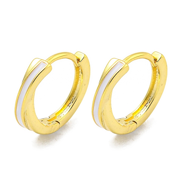

PandaHall Brass Hoop Earrings, with Enamel, Real 18K Gold Plated, 12x3mm Brass