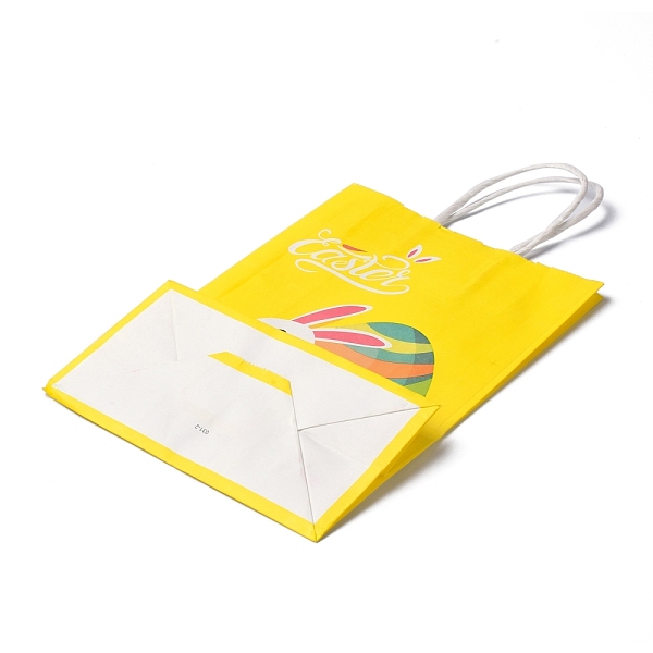 

PandaHall Rectangle Paper Bags, with Handle, for Gift Bags and Shopping Bags, Easter Theme, Yellow, 14.9x8.1x21cm Paper Rabbit Yellow