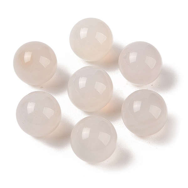 Natural White Agate No Hole Sphere Beads