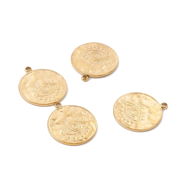 

PandaHall Ion Plating(IP) 304 Stainless Steel Pendants, Flat Round with Eye, Golden, 19x16x1.5mm, Hole: 1.5mm 304 Stainless Steel Flat Round