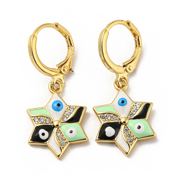 

PandaHall Real 18K Gold Plated Brass Dangle Leverback Earrings, with Enamel and Cubic Zirconia, Evil Eye, Black, 30.5x13mm Cubic Zirconia...