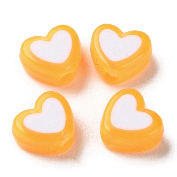 

PandaHall Heart Acrylic Beads, Bead in Bead, Orange, 7x8x4mm, Hole: 1.8mm, about 2777pcs/500g Acrylic Heart Orange
