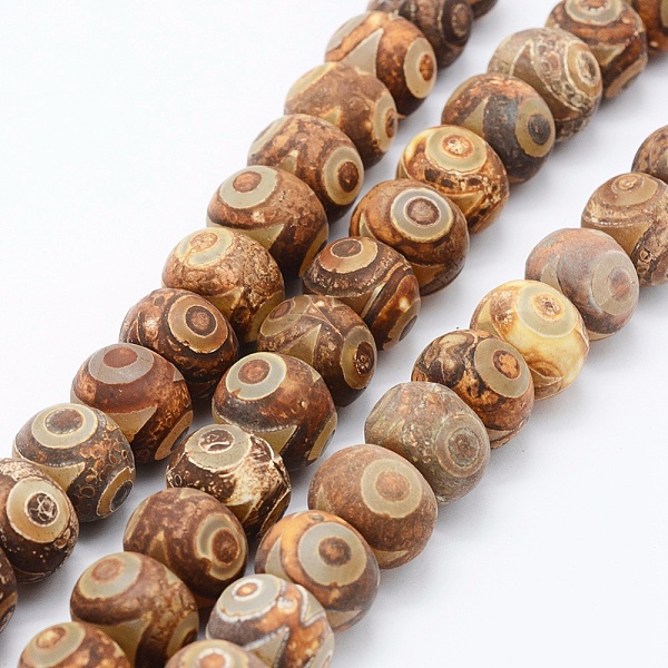 

PandaHall Tibetan Style 3-Eye dZi Beads Strands, Natural Agate Beads, Dyed, Rondelle, 15~16x10~11mm, Hole: 1mm, about 32pcs/strand, 14.17...