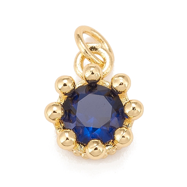 

PandaHall Brass Inlaid Clear Cubic Zirconia Charms, Real 18K Gold Plated, Lead Free & Cadmium Free, Crown, Medium Blue, 11.5x9.5x6mm, Hole...