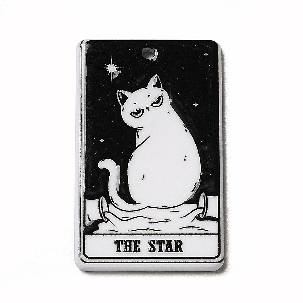 

PandaHall Tarot Theme Printed Acrylic Pendants, Rectangle with Cat Pattern Charms, The Star XVII, 39x24x2.5mm, Hole: 1.8mm Acrylic Tarot..., Black