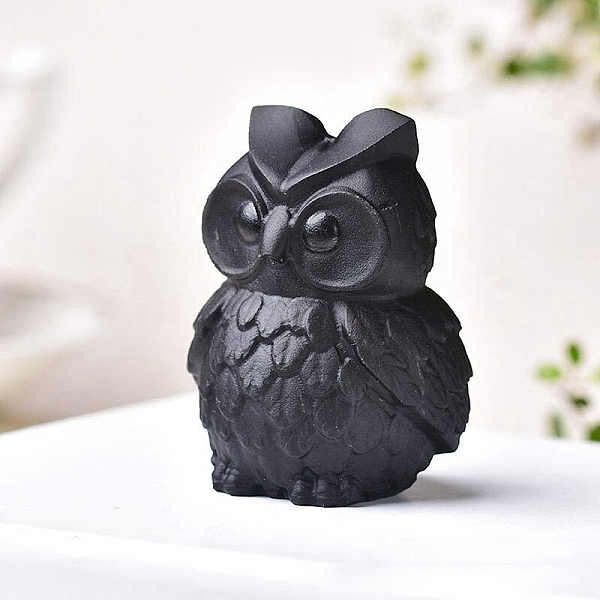 

PandaHall Natural Obsidian Ornament Home Desktop Decoration Craft, Owl, 60mm Obsidian Owl