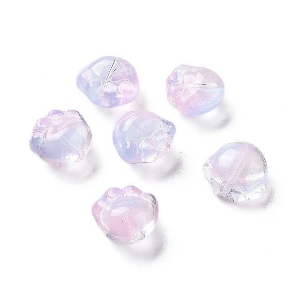 

PandaHall Transparent Spray Painted Glass Beads, Cat Paw Print, Pearl Pink, 11x12x8.5mm, Hole: 1.2mm Glass Cat Shape