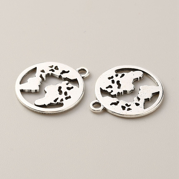 

PandaHall Tibetan Style Alloy Charms, Flat Round with Map, Antique Silver, 21x18x1.5mm, Hole: 1.8mm, about 150pcs/bag Alloy Flat Round